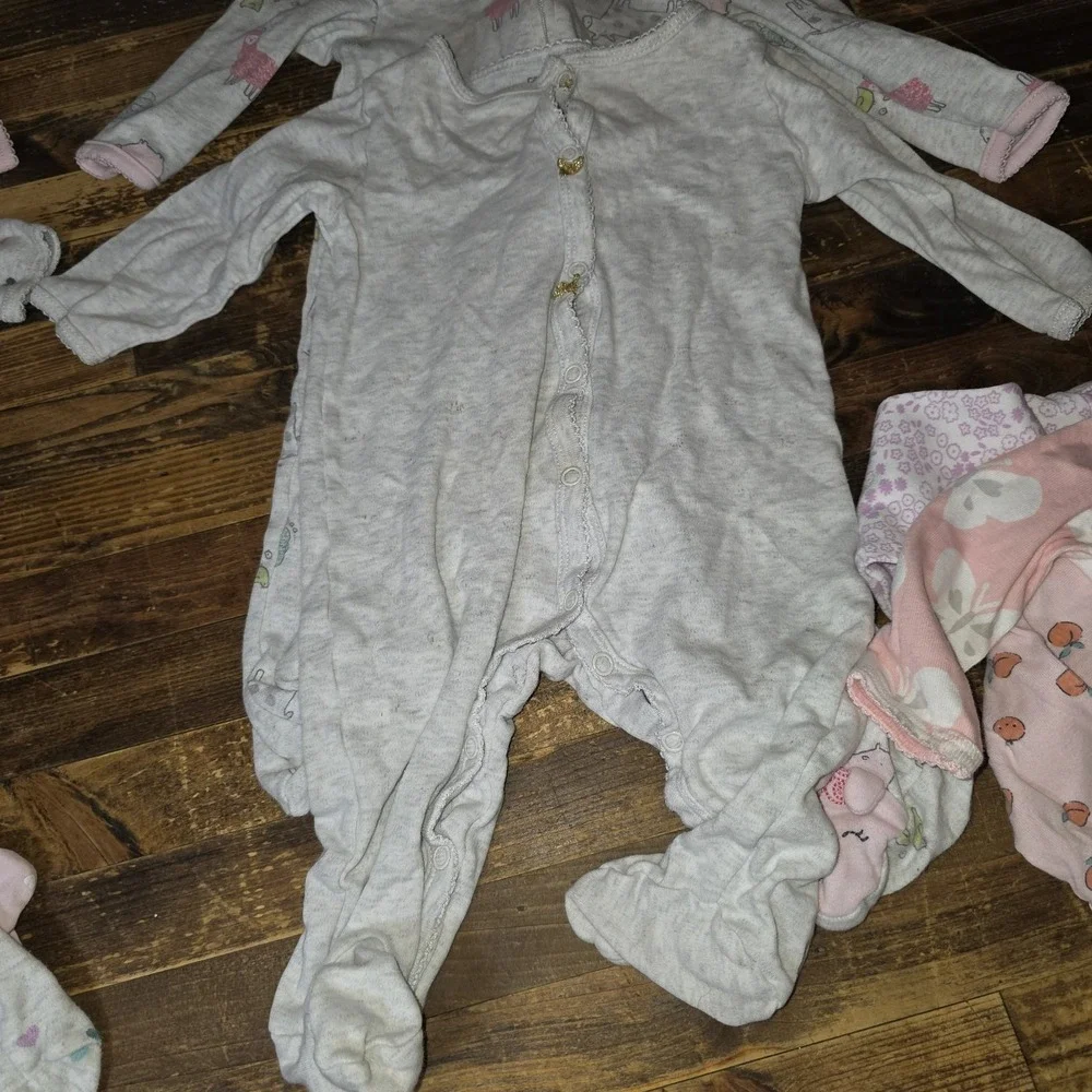 7 Baby Girl Size 6 mo Footed Zip Up One Piece Sleeper Pajama Lot  Bundle Infant